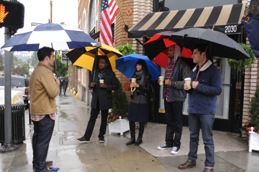 NEW GIRL: Nick (Jake Johnson, L) and the gang (Lamorne Morris, Hannah Simone, Damon Wayans, Jr. and Max Greenfield) travel to Jess's childhood home in Portland, Oregon for her father's wedding in the "Oregon" episode of NEW GIRL airing Tuesday, Feb. 17 (9:00-9:30 PM ET/PT) on FOX. ?2015 Fox Broadcasting Co. Cr: Ray Mickshaw/FOX