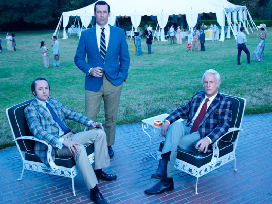 Vincent Kartheiser as Pete Campbell, Jon Hamm as Don Draper and John Slattery as Roger Sterling - Mad Men _ Season 7B, Gallery _ Photo Credit: Frank Ockenfels 3/AMC