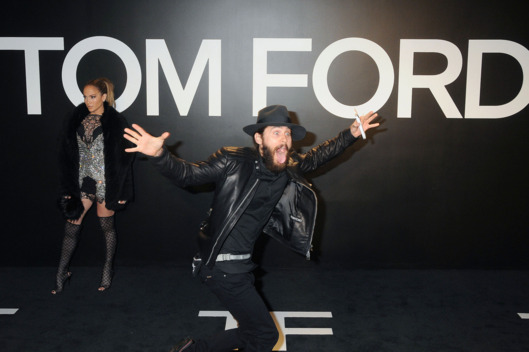20 February 2015 - Hollywood, California - Jennifer Lopez being photobombed by Oscar Winner Jared Leto. Tom Ford 2015 Autumn/Winter Womenswear Collection Show held at Milk Studios. Photo Credit: Byron Purvis/AdMedia