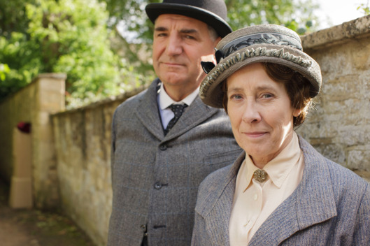 Downton Abbey Season 5 on MASTERPIECE on PBSPart EightSunday, February 22, 2015 at 9pm ETSomeone tries to derail Rose and Atticus’s happiness. Mrs. Patmore gets a surprise. Anna isin trouble. Robert has a revelation.Shown from left to right: Jim Carter as Mr. Carson and Phyllis Logan as Mrs. Hughes(C) Nick Briggs/Carnival Films 2014 for MASTERPIECEThis image may be used only in the direct promotion of MASTERPIECE CLASSIC. No other rights are granted. All rights are reserved. Editorial use only. USE ON THIRD PARTY SITES SUCH AS FACEBOOK AND TWITTER IS NOT ALLOWED.