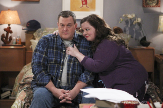 "To Have and Withhold" --Molly has writers block and she might loose her big advance if she doesn\'t cure it fast, on MIKE & MOLLY, Monday, Dec. 15 (8:30-9:00 PM, ET/PT) on the CBS Television Network. Pictured L-R: Billy Gardell as Mike Biggs and Melissa McCarthy as Molly Flynn Photo: Sonja Flemming/CBS ???2014 CBS Broadcasting, Inc. All Rights Reserved