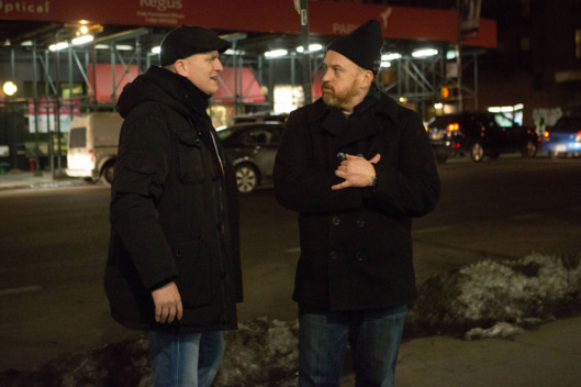 LOUIE: Season 5, Episode 3 "Cop Story" (Airs Thursday, April 23, 10:30 pm e/p). Pictured: (l-r) Michael Rapaport as Lenny, Louis C.K. as Louie. CR: KC Bailey/FX