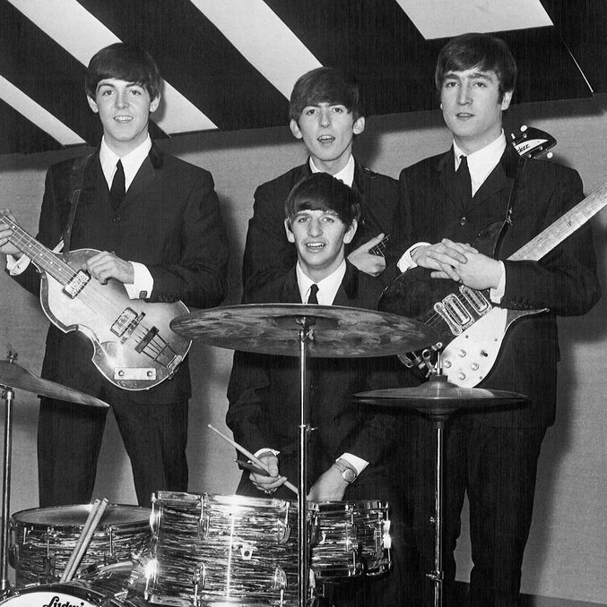 The Beatles 15th December 1963. Paul McCartney, Ringo Starr, George Harrison, John Lennon at Alpha Television Studios, Aston, Birmingham TBC