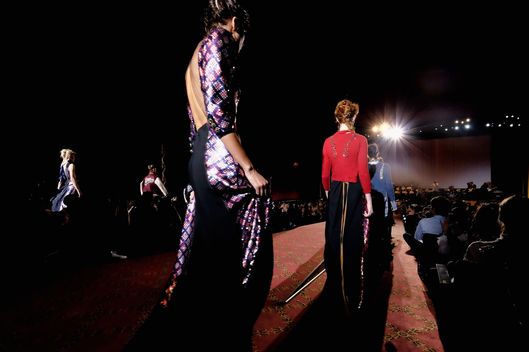 Models walk the runway at the Marc Jacobs Spring 2016 fashion show at Ziegfeld Theater on September 17, 2015.