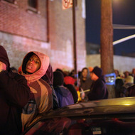NEW YORK, NY - NOVEMBER 3: Crowds wait for free gas November 3, 2012 at the Bedford Avenue Armory in the Brooklyn borough of New York City. With the death toll currently over 90 and millions of homes and businesses without power, the US east coast is attempting to recover from the effects of floods, fires and power outages brought on by Superstorm Sandy. (Photo by Allison Joyce/Getty Images)