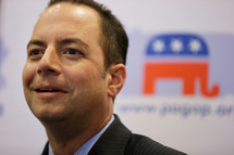 Republican National Committee Chairman Reince Priebus listens to a speaker during a news conference Thursday, July 19, 2012, in Philadelphia.