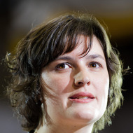 Sandra Fluke, the law student Rush Limbaugh infamously attacked because of her stances on birth control, introduces the US President during a campaign event Auraria Event Center in Denver, Colorado, August 8, 2012.