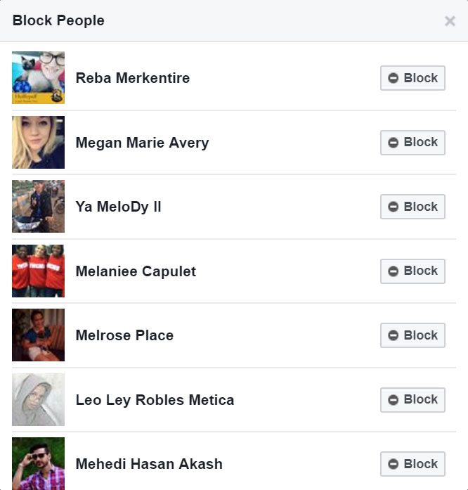 The following me list on facebook is a hoax