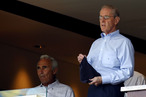 New York Mets owner Fred Wilpon watches a game from a suite at Citi Field.