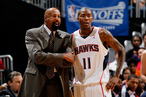 ATLANTA - MAY 10: Head coach Mike Woodson and Jamal Crawford #11 of the Atlanta Hawks against the Orlando Magic during Game Four of the Eastern Conference Semifinals of the 2010 NBA Playoffs at Philips Arena on May 10, 2010 in Atlanta, Georgia. NOTE TO USER: User expressly acknowledges and agrees that, by downloading and/or using this Photograph, User is consenting to the terms and conditions of the Getty Images License Agreement. (Photo by Kevin C. Cox/Getty Images)