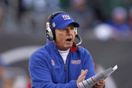 Head coach Tom Coughlin of the New York Giants yells to his team during the second quarter of a game against the New York Jets at MetLife Stadium on December 24, 2011 in East Rutherford. New Jersey.