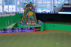 A general view of the new Miami Marlins Park during a preseason game against the New York Yankees during a game at Marlins Park on April 1, 2012 in Miami, Florida. A mechanical sculpture by Red Grooms will animate everytime a home run is hit by a Marlin.