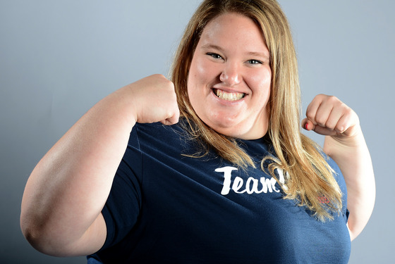 Holley Mangold of the US Olympic Weightlifting team poses for pictures during a photo session during the 2012 Team USA Media Summit on May 13, 2012 in Dallas,Texas.