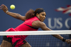 Serena Williams of the US return the ball during her women's finals match against Samantha Stosur of Australia at the 2011 US Open tennis tournament September 11, 2011 in New York. Samantha Stosur stunned three-time champion Serena Williams 6-2, 6-3 to win the US Open, claiming the first Grand Slam title of her career in a stormy final.