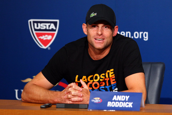 NEW YORK, NY - AUGUST 30: Andy Roddick of the United States speaks to the media during a press conference announcing his retirement during Day Four of the 2012 US Open at USTA Billie Jean King National Tennis Center on August 30, 2012 in the Flushing neighborhood of the Queens borough of New York City. (Photo by Michael Heiman/Getty Images)