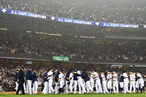 The New York Yankees celebrate the 14-2 win over the Boston Red Sox on October 3, 2012 at Yankee Stadium in the Bronx borough of New York City. With the win, the New York Yankees clinch the A.L. East Division title.