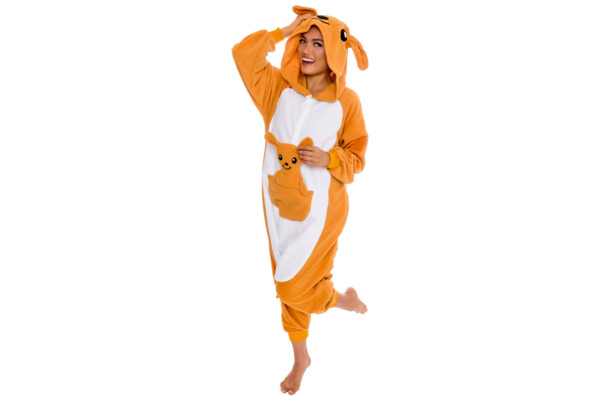 Silver Lilly Unisex Adult Pajamas — Plush One Piece Cosplay Kangaroo Animal Costume