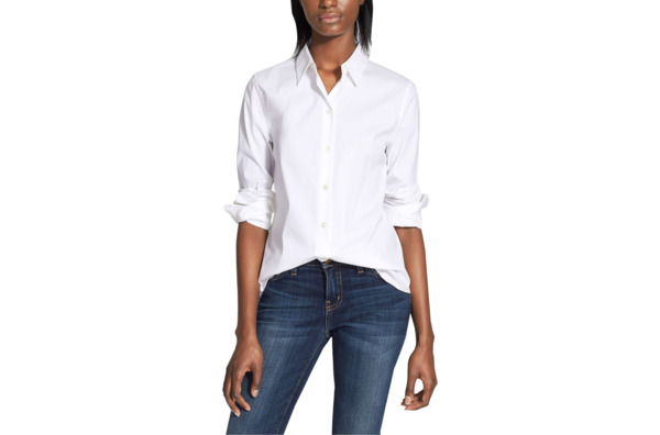 womens fitted white dress shirt