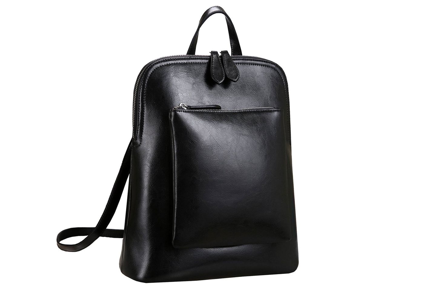 Black Leather Laptop Backpack Women's | IUCN Water