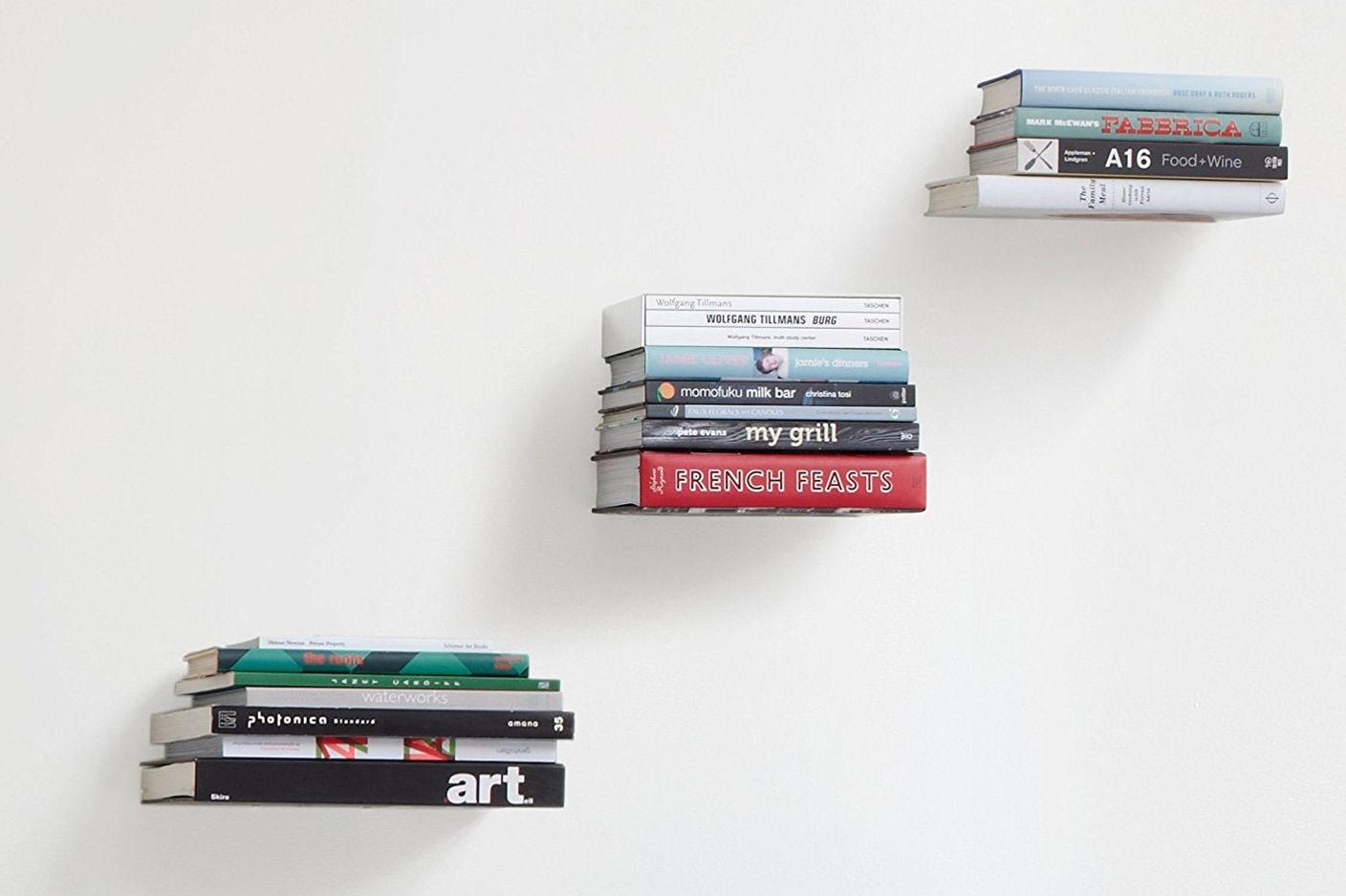 Umbra Conceal Floating Bookshelf, Small, Silver, Set of 3
