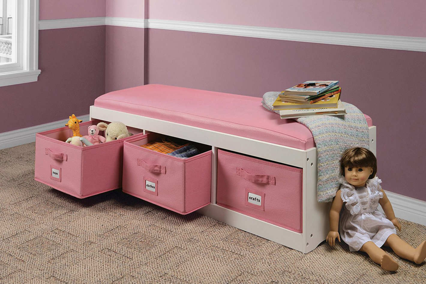Best Storage Bins Baskets Bo Professional Organizers Badger Basket Kid S Storage Bench With Cushion And Three Bins At