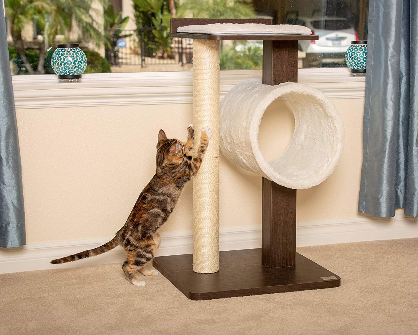 PetFusion Modern Cat Tree House & Tall Scratching Post