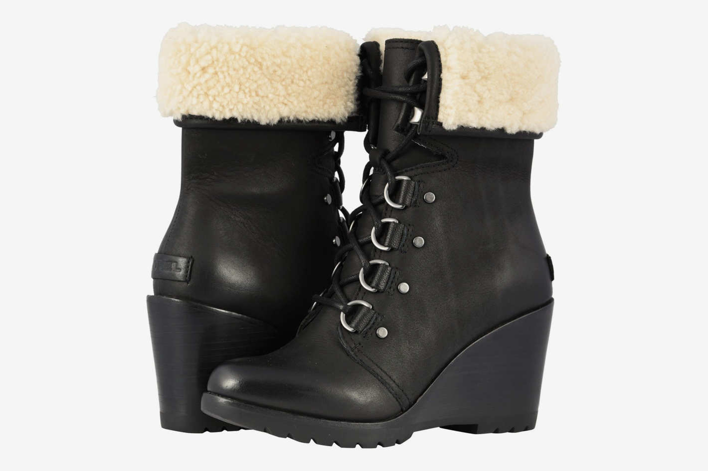 sorel after hours lace shearling boot
