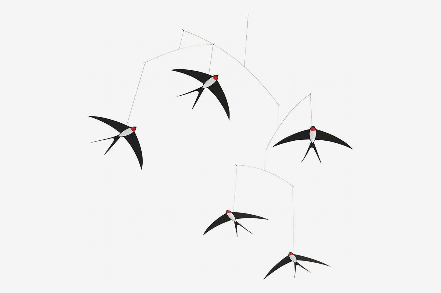5 Flying Swallows Hanging Mobile