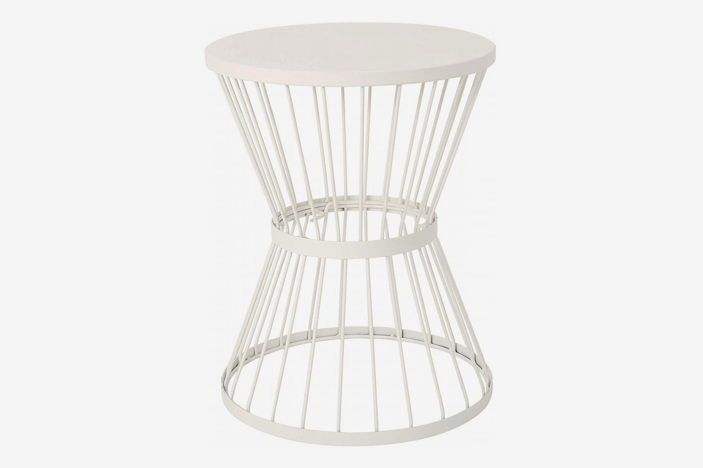 Great Deal Furniture Fern Outdoor 16-Inch Matte White Iron Side Table
