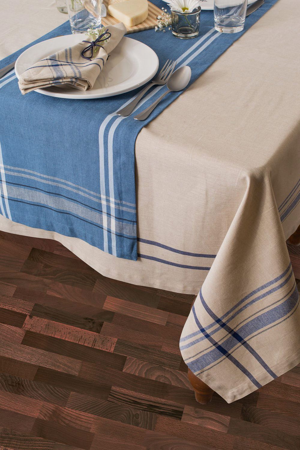 DII French Stripe Kitchen Tablecloth