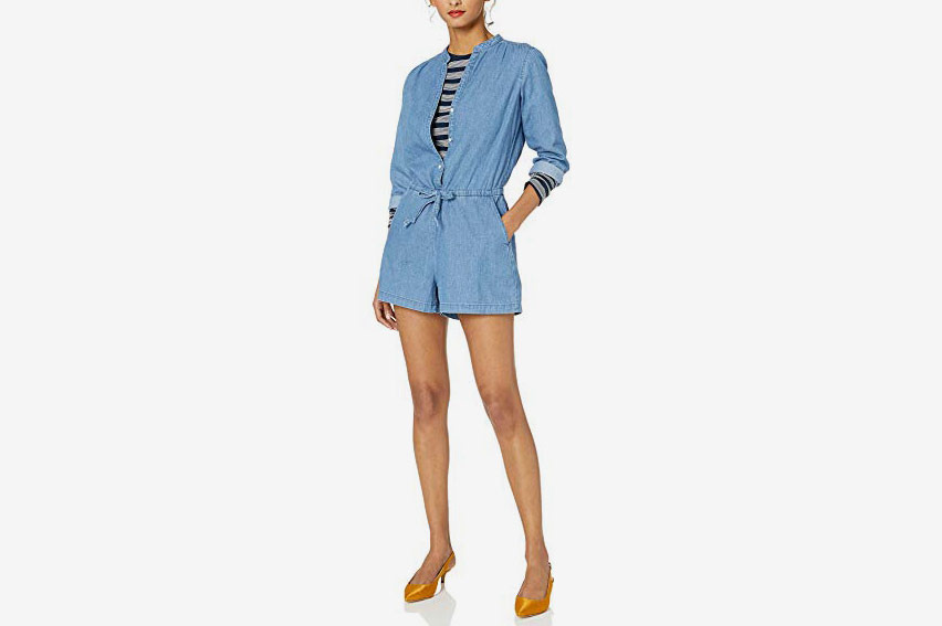J.Crew Mercantile Women's Three-Quarter Sleeve Denim Romper