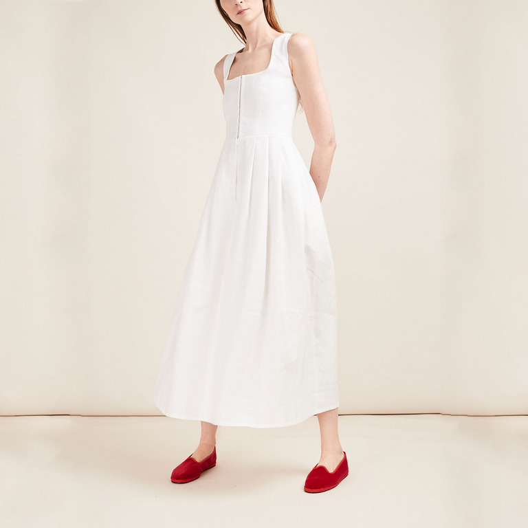 Gioia Bini White Midi Linen Dress