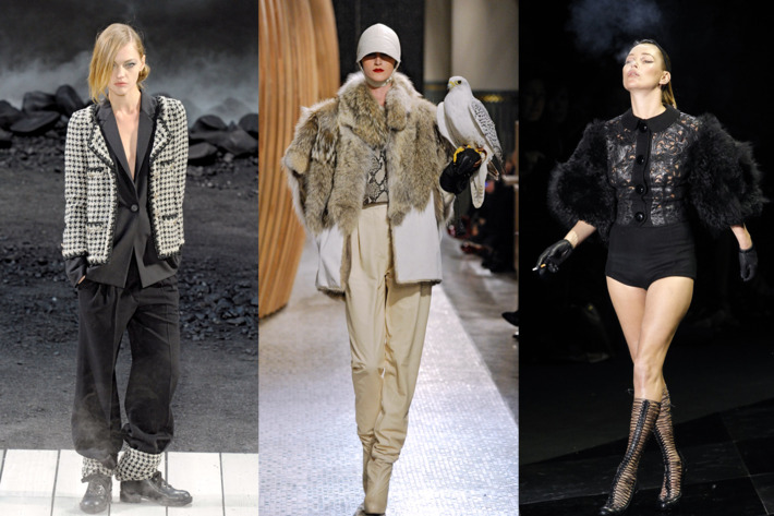 Left to right: Chanel, Hermés, Kate Moss at Louis Vuitton.