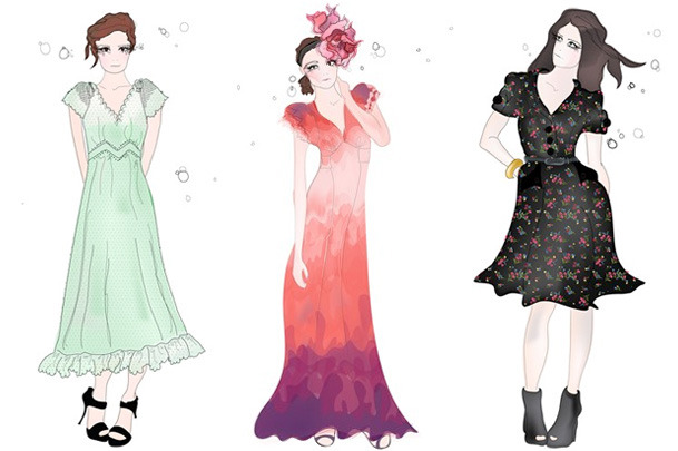 Three sketches from Lily Allen's forthcoming pre-fall collection.