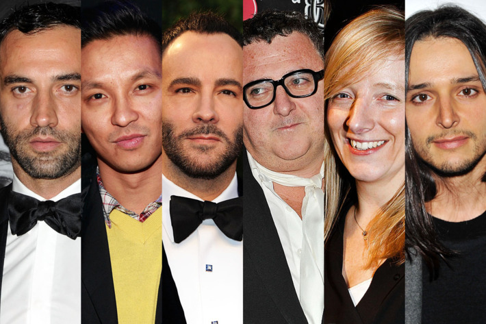 From left: Riccardo Tisci, Prabal Gurung, Tom Ford, Alber Elbaz, Sarah Burton, Olivier Theyskens.