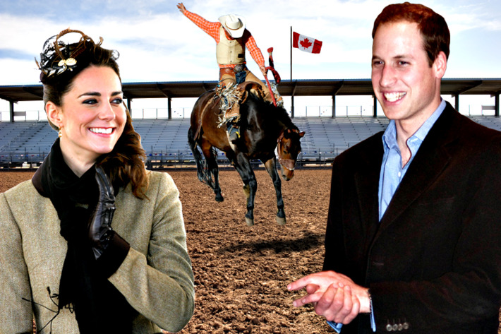 Kate and William hamming it up at the Canadian rodeo.