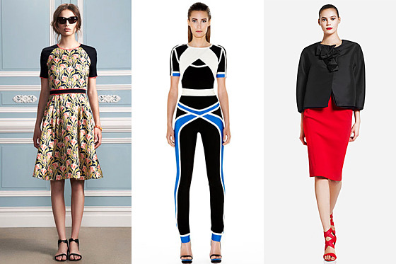 From left: new resort looks from Jason Wu, Hervé Léger, and Donna Karan.