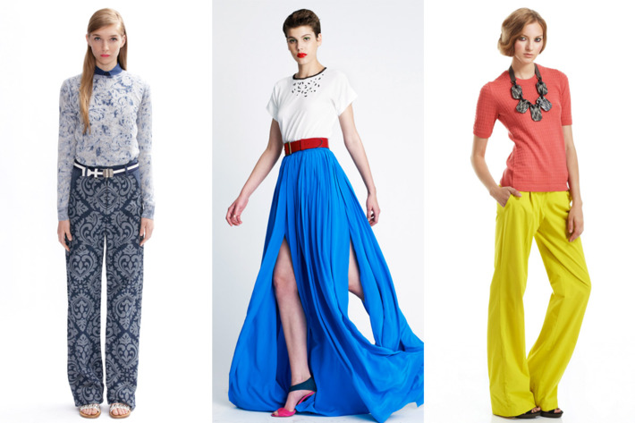 From left: new resort looks from Marc Jacobs, Yigal Azrouël, and Lela Rose.