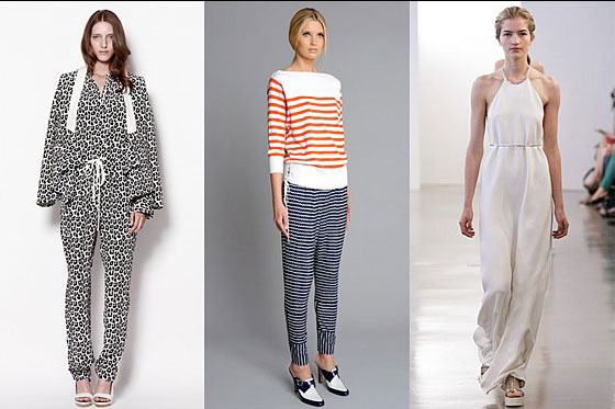From left: new resort looks from 3.1 Phillip Lim, Rachel Roy, and Calvin Klein.