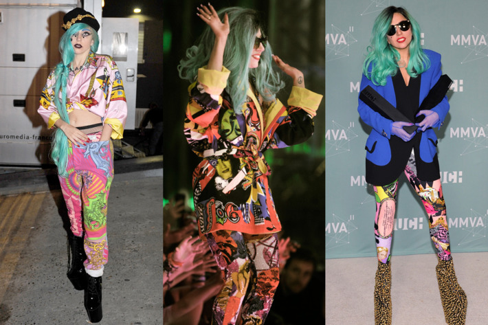 Gaga in Paris last week (left), and at the MuchMusic Awards over the weekend in Canada (center, right).