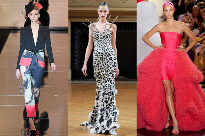 From left: Armani Privé, Alexis Mabille, and Giambattista Valli.
