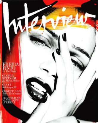 Freida Pinto's <em>Interview</em> cover.