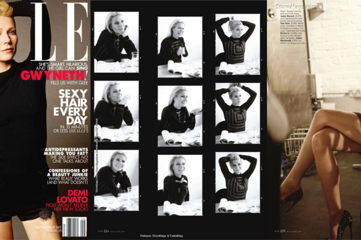 Gwyneth Paltrow's cover and corresponding spread.