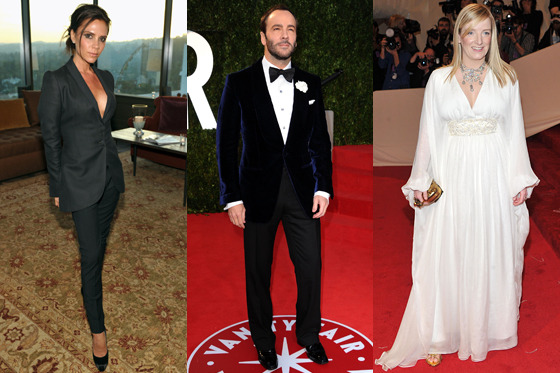 From left: BFA nominees Victoria Beckham, Tom Ford, and Sarah Burton.