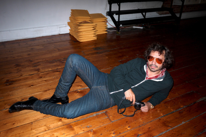 Olivier Zahm, taking a load off during Fashion Week.