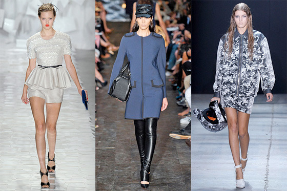 From left: Spring looks from Jason Wu, Victoria Beckham, and Alexander Wang.