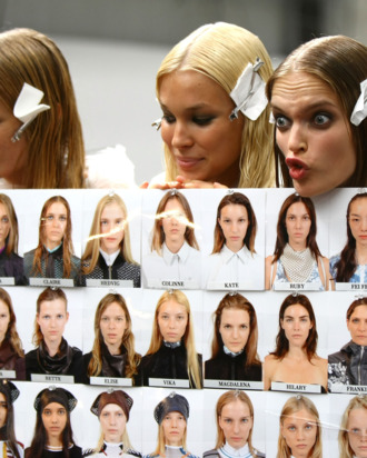 Models backstage at Wang.