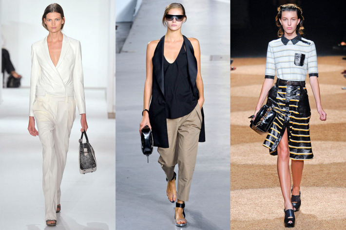 From left: Spring looks from Reed Krakoff, 3.1 Phillip Lim, and Proenza Schouler.