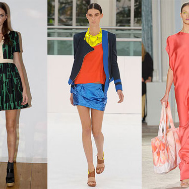 Looks from Orla Kiely, Sass & Bide, and Maria Grachvogel.