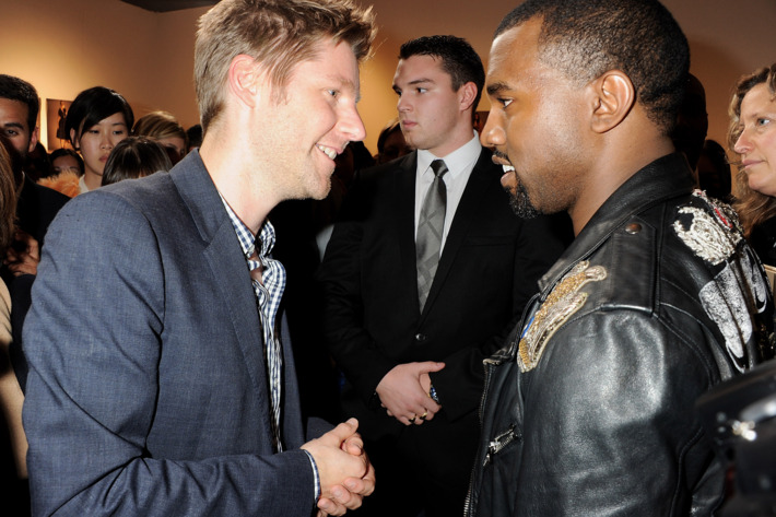 Kanye greeting Christopher Bailey after the Burberry show.